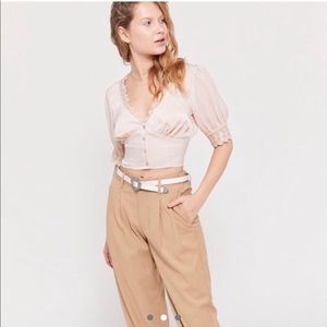 NWT UO Isabella Satin Blouse